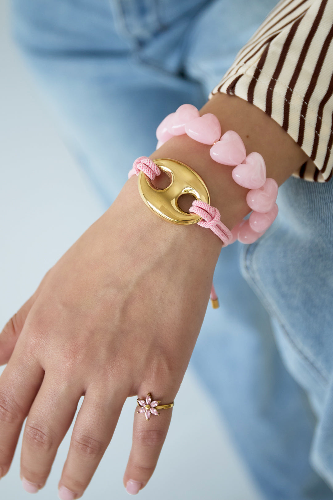 Satin cord bracelet with button detail