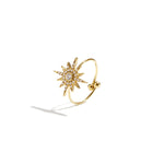 Adjustable ring with shooting star and stones