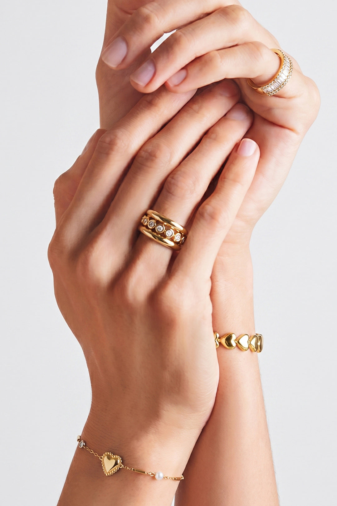Triple ring with zirconia stones