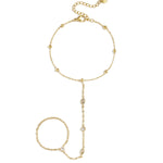 Hand chain with oval and round stones