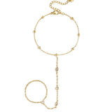 Hand chain with oval and round stones