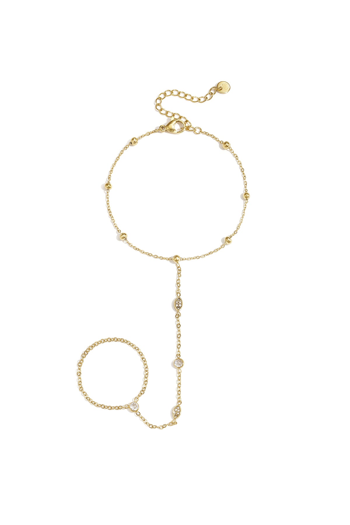 Hand chain with oval and round stones