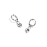 Earrings with dangling hearts and a heart-shaped stone