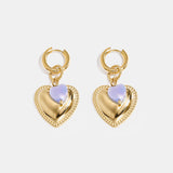 Hoop earrings with heart pendant and bead on ring