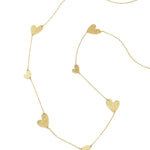 Long necklace with hearts in various sizes