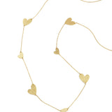 Long necklace with hearts in various sizes
