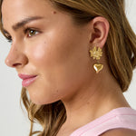 Flower earrings with hanging heart