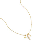 Necklace with cross and star charms