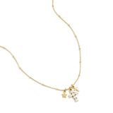 Necklace with cross and star charms