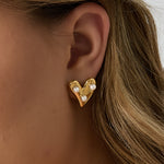 Heart earrings with pearls