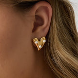 Heart earrings with pearls