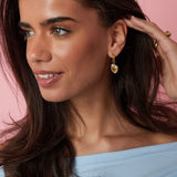 Earrings with heart charm and pearl