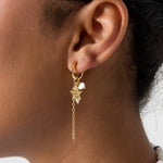Small hoop earrings with starfish, chain, pearls and bead