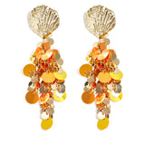 Shell earrings with hanging sequins
