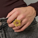 Stainless Steel Statement Rings Flower Casual Daily Simple Series Women's jewelry