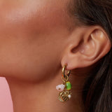 Earrings with heart and colorful bead pendants