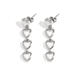 Row of heart earrings
