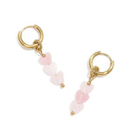 Small hoop earrings with 3 heart-shaped beads