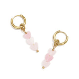 Small hoop earrings with 3 heart-shaped beads