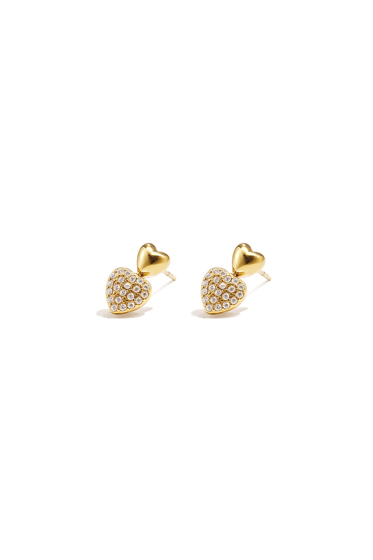 Heart stud earrings with stones