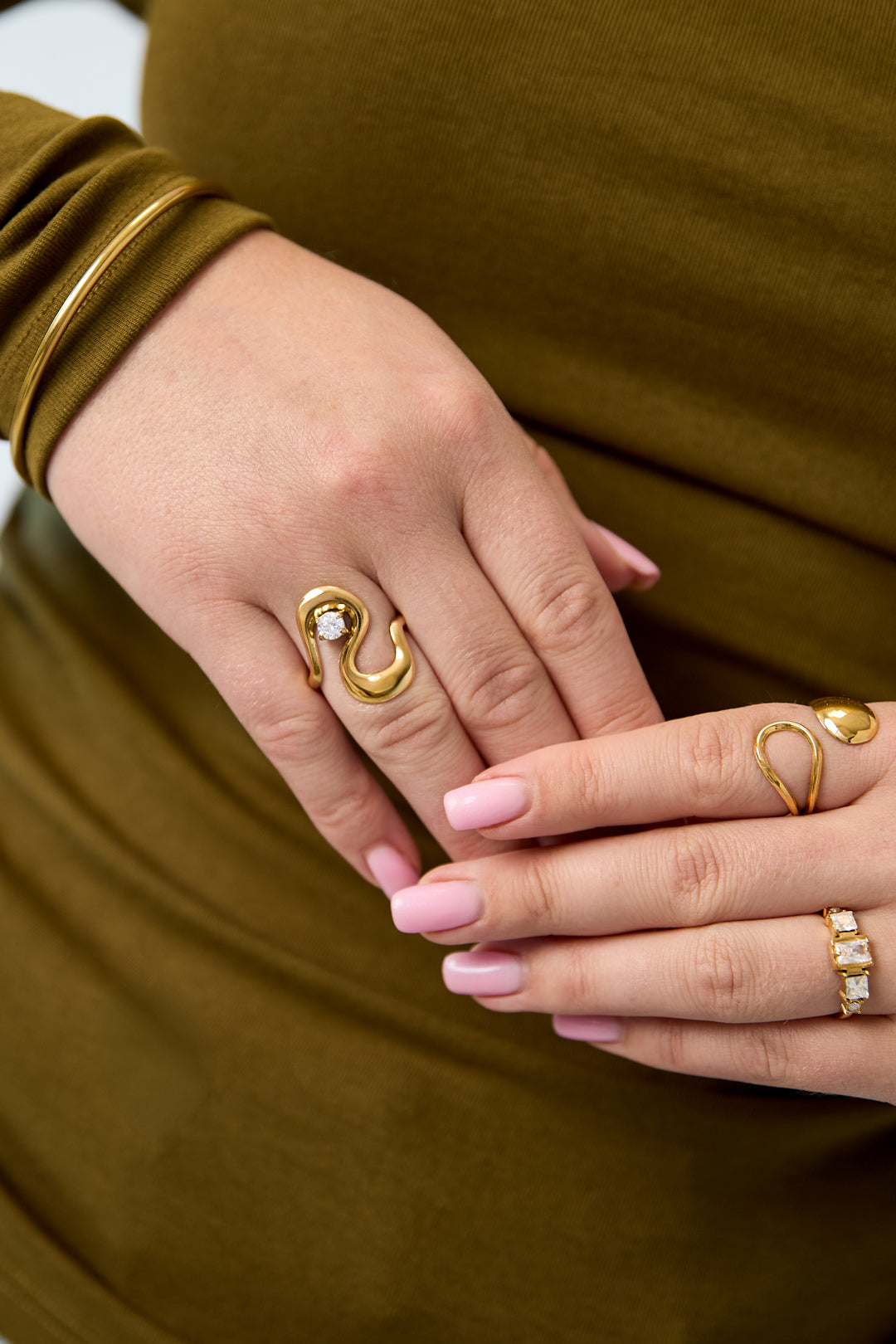 Stainless Steel Statement Rings Irregular Shape Casual Daily Simple Series Women's jewelry