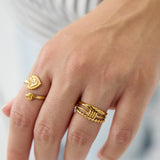 Layered ring with minimalist twisted detail