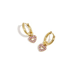 Earrings with decorated heart charm