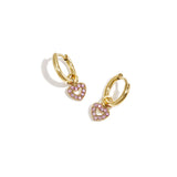 Earrings with decorated heart charm