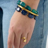 Beaded bracelet with oval and gold beads