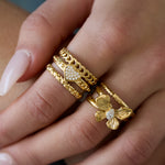 Statement ring with rose in heart