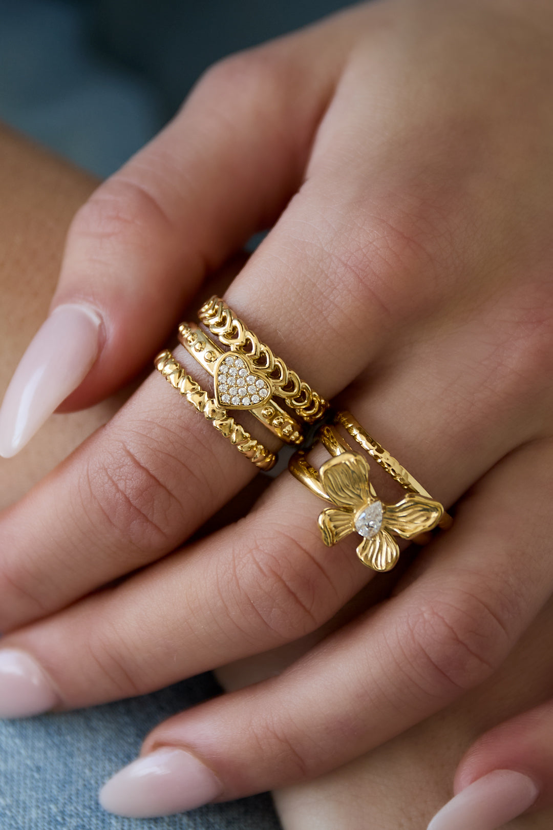 Statement ring with rose in heart