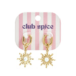 Squoval earrings with boho sun charm