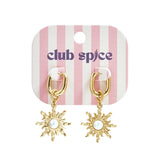 Squoval earrings with boho sun charm