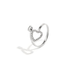 Adjustable ring with hearts and stones