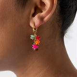 Small hoop earrings with dangling stones and beads