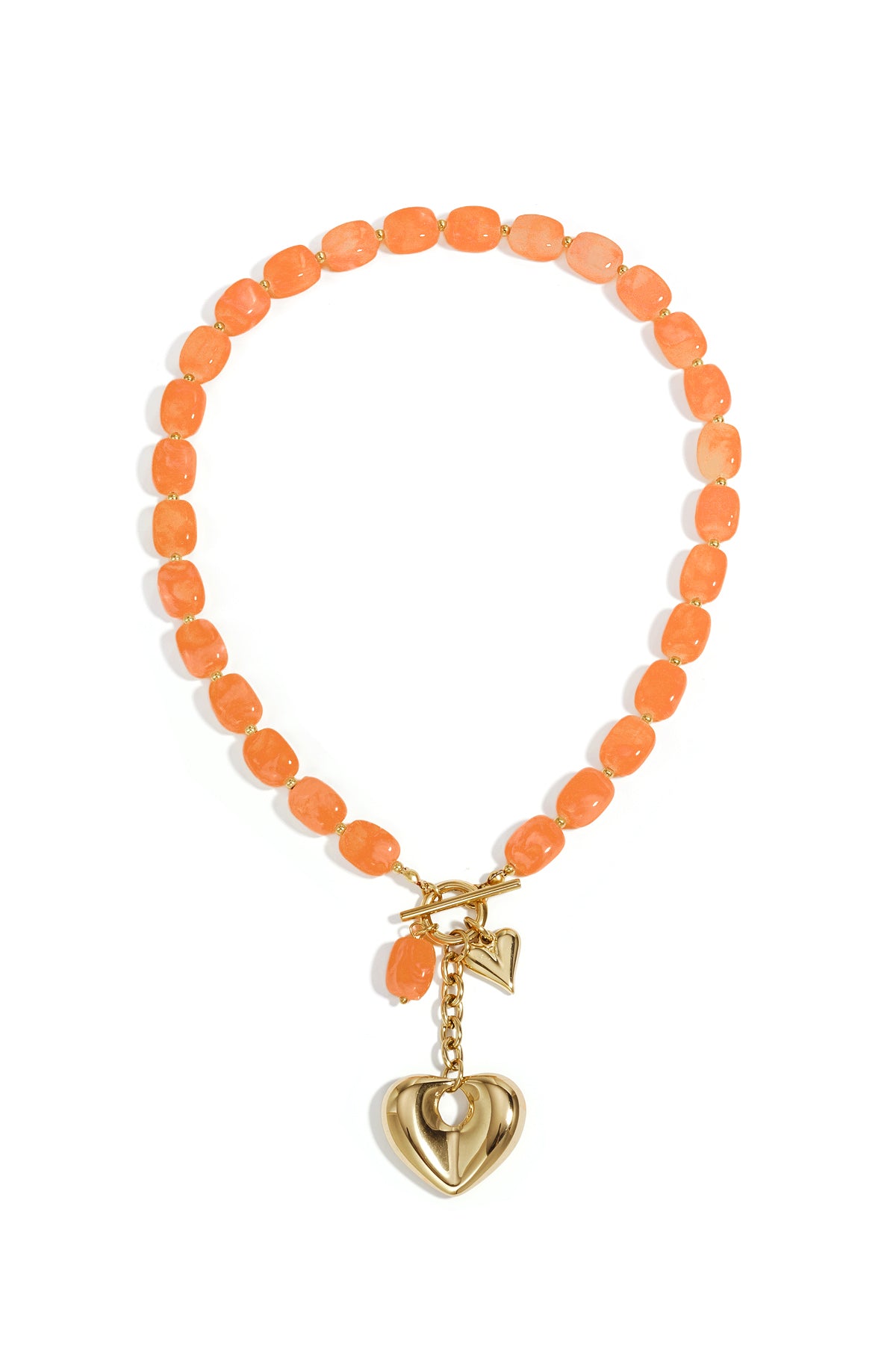 Squoval beaded necklace hanging heart