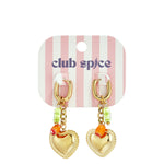 Earrings with colorful beads and detailed heart charm