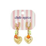 Earrings with colorful beads and detailed heart charm