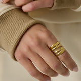 Layered ring with striped design
