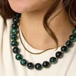 Bead necklace with gold beads 13.5mm