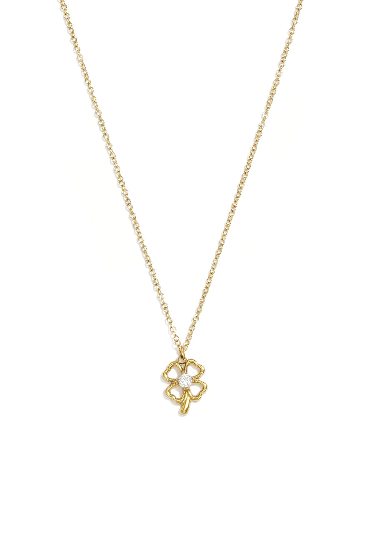 14K Gold Plated Stainless Steel Pendant necklaces Clover Casual Simple Series Women's jewelry