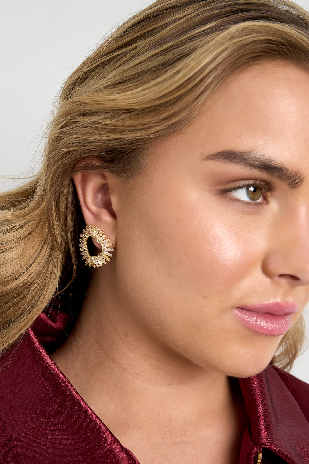 Copper Stud Earrings Heart Elegant Christmas Luxurious Series Women's jewelry