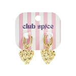 Squoval earrings with heart with star pattern