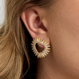 Copper Stud Earrings Heart Elegant Christmas Luxurious Series Women's jewelry