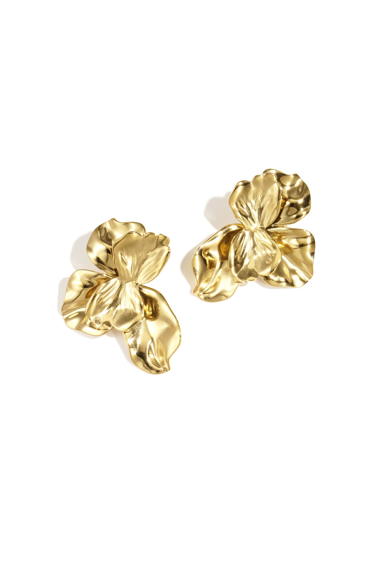 Half flower statement earrings