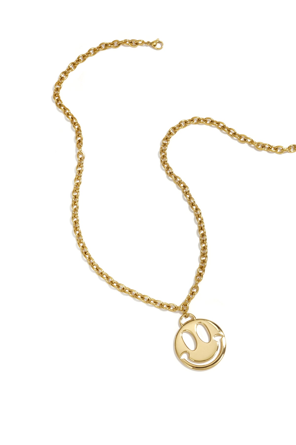 14K Gold Plated Stainless Steel Pendant necklaces Smiling Face Simple Daily Simple Series Women's jewelry