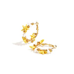 Hoop earrings with starfish and gold beads