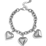 Chunky link bracelet with large hearts