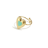 Adjustable statement ring with colored heart