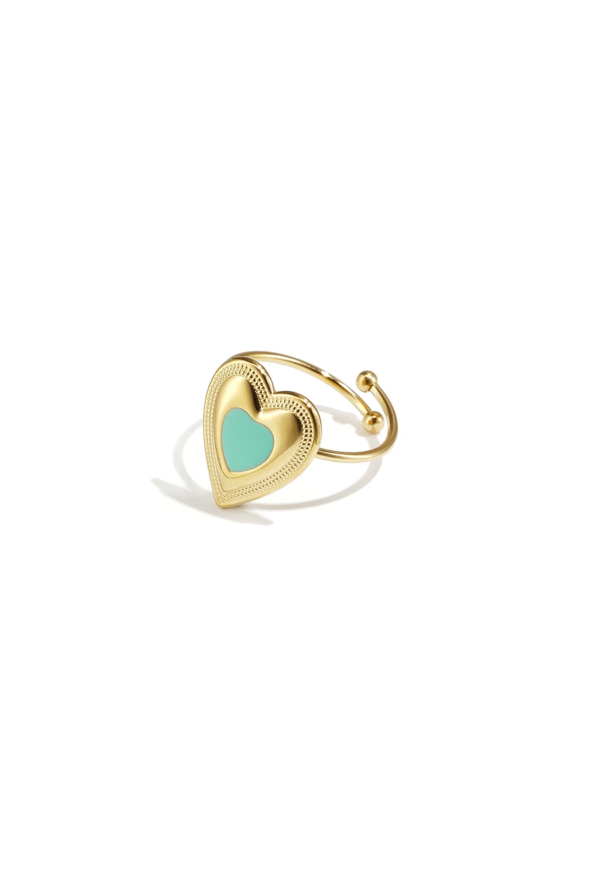 Adjustable statement ring with colored heart